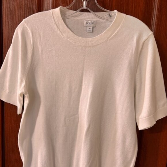 J. Crew Short-sleeve cotton crewneck sweater Ivory Size Medium - Picture 1 of 4
